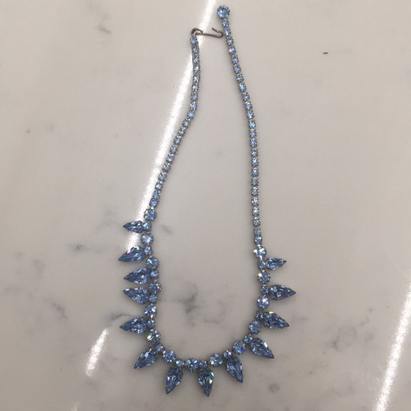 Vintage Light Blue Rhinestone Necklace 🧿 - Picture 4 of 5